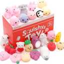 Satkago Mochi Squishys Toys, 25pcs Mini Kawaii Squishies, Easter Basket Stuffers Easter Egg Fillers, Easter Gifts for Kids, Party Favors Supplies for Encanto Birthday for Kids Teens Adults (Easter Egg Stuffers)