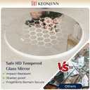 Keonjinn 24 Inch Round LED Mirror for Bathroom, Round Backlit Mirror, UL Listed LED Driver, HD Tempered Glass, 3 Color Lights, Dimmable, Anti-Fog, Small Circle Bathroom Mirrors with Lights