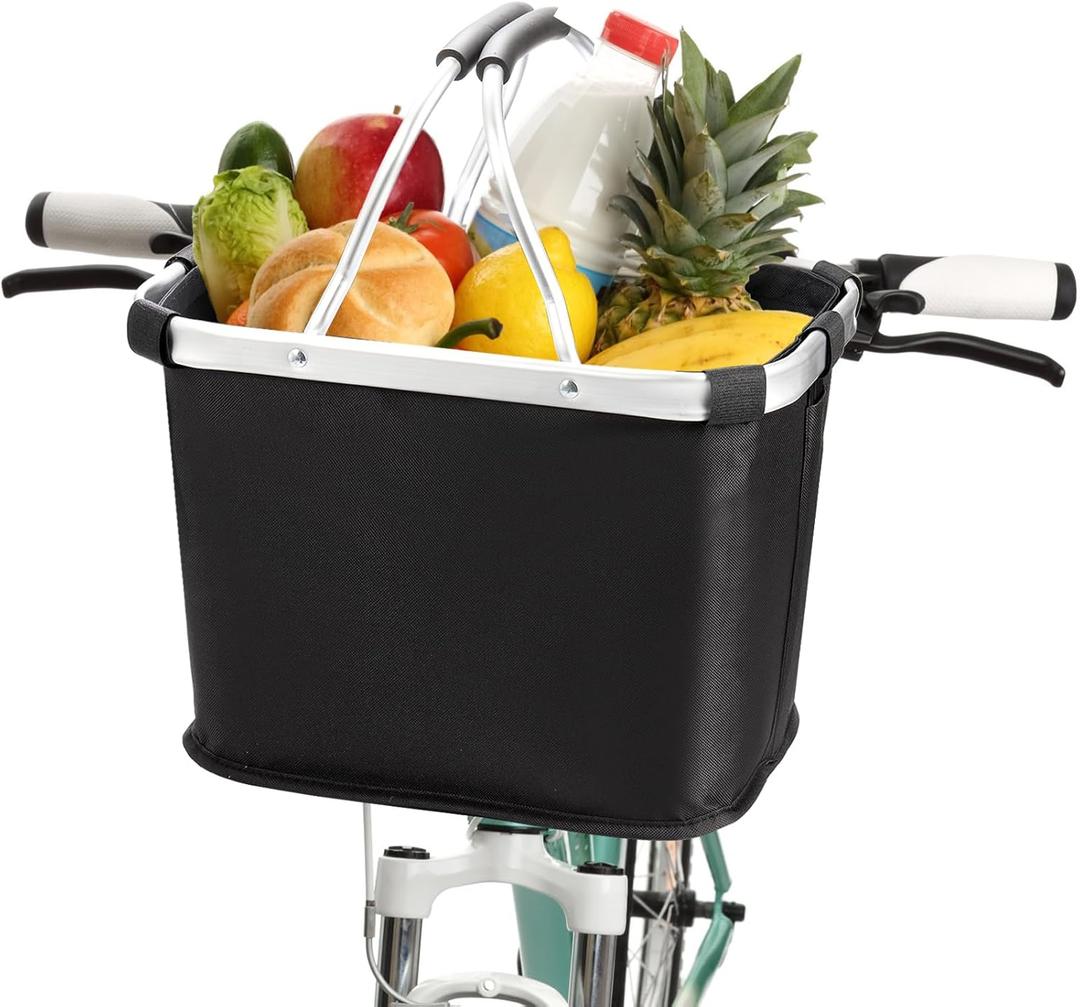 Hedume Bicycle Basket, Folding Detachable Bike Basket, Multi-Purpose Bike Handlebar Basket Front for Pet, Shopping, Commuter, Camping and Outdoor, Quick Release Easy Install