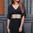 XZQTIVE Wide Elastic Belts for Women Dresses Black Waist Corset Belt for Women Fashion Wide Stretchy Belts (Fits Waist Sizes 36-40 in(leather part 14.2 in), Width:4in Braided Gold)