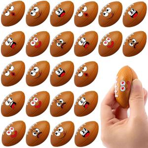 24 Pack Football Stress Balls with 6 Funny Faces - 1.57 Inch Mini Squishy Football Party Favors, Goodie Bag Stuffers, Classroom Treasure Box Prizes, Teen Anxiety Relief Toys & Kids Birthday Gifts