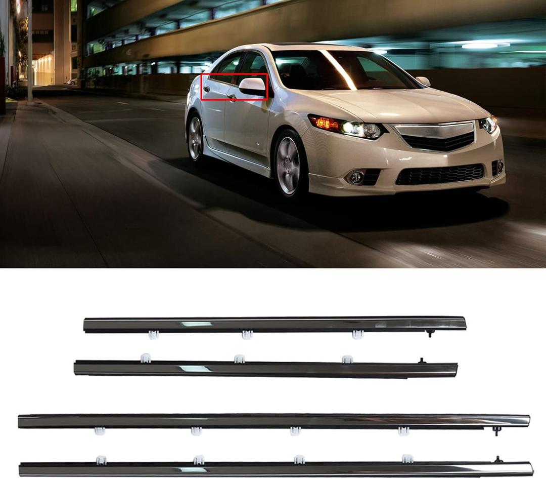 4PCS Car Weatherstrip Window Moulding Trim Seal Belt Chrome Replacement for TSX Sedan 2009-2014 Not Suitable for Travel Models