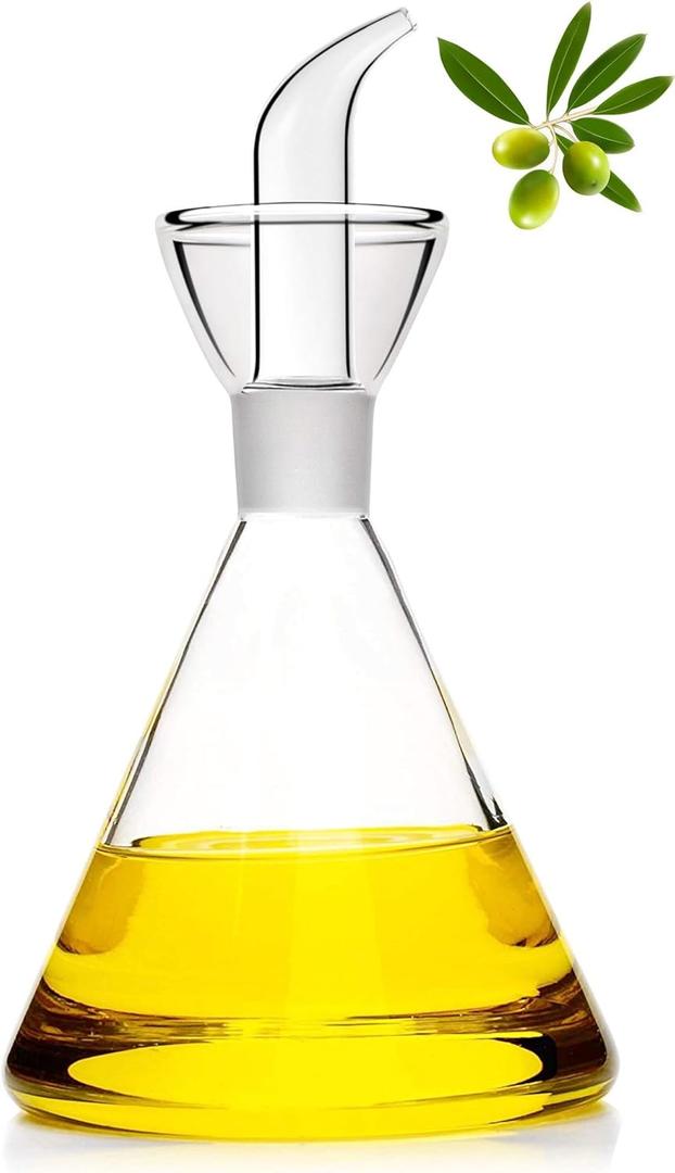 16 oz / 480 ml Glass All-Purpose Cruet, Glass Oil Decanter and Cruet (Cone-16 oz, Smooth surface)