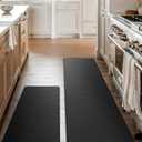 Homergy Anti Fatigue Kitchen Mats for Floor 2 PCS, Memory Foam Cushioned Rugs, Comfort Standing Desk Mats for Office, Home, Laundry Room, Waterproof & Ergonomic, 17.330.3 & 17.359, Black