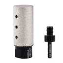 Diamond Coated Finger Bit, 1" Tile Milling Bit to Enlarge Polish Shape Holes on Porcelain Ceramic Marble Granite Tile Countertop, with 5/8-11 Thread to 3/8" Hex Shank Adapter, Diameter 25mm