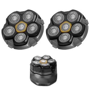 Magnetic 6 Blades Head Shaver Replacement Heads for Many 6D Magnetic Electric Razor,Newly Designed Magnetic 6D Blade Head Compatible with Head Shavers for Bald Men,2 Pack Travel Size for Ufree Shaver.