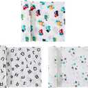 MorroMorn Muslin Swaddle Blankets for Newborn Baby Girls, 3 Pack 100% Cotton Receiving Blanket - Breathable Soft Large 47x47 Inch, Essentials Wrap Burping Clothes Nursery Infant Shower Gifts (Rainbow) (Rainbow & Alphabet & Stars)