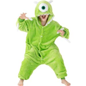 Unisex Children Animal Onesie Pajamas,Kids Flannel Halloween Cosplay Costume/Homewear/Sleepwear (Green)