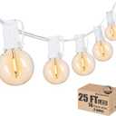 Outdoor Globe String Lights White - G40 Outdoor Lights Patio String Lights Linkable Waterproof with 14 Shatterproof Clear Bulbs(2 Extra) for Wedding Party Pergola Gazebo Lights