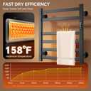 Electric Towel Warmer Wall Mounted, 6 Bar Heated Towel Rack with Intelligent Timer & Temp Control, Plug-in/Hardwire, Left and Right Compatible