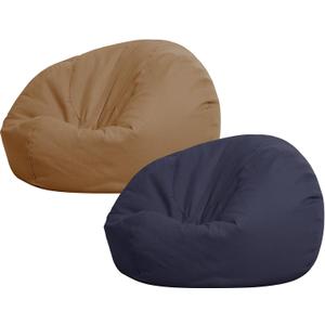 Sliner 2 Pcs Stuffed Animal Storage Bean Bag Chair Cover for Kids Adults (no Filler) Large Stuffable Zipper Beanbag Cover for Organizing Plush Toys or Memory Foam(Coffee and Navy Blue, Small)