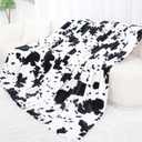 Cow Print Blanket Twin Size - Soft Fleece Throw for Couch, Sofa, Bed, Travel & Camping - Lightweight Black & White Cozy Blanket (60"x80")