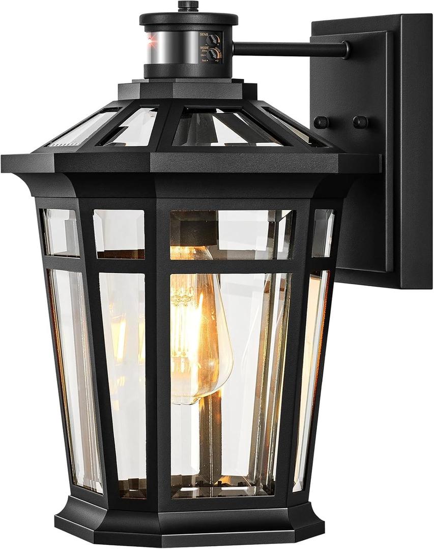 VIANIS Large Black Motion Sensor Outdoor Lights, Adjustable Sensing Range, Large 1-Pack