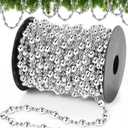 Pangda 49 ft Beaded Garland for Christmas Tree Plastic Artificial Pearl Strands String Beads Trim Roll Chain for Xmas DIY Craft Party Decoration Table Centerpiece Wedding Bouquet(Silver)