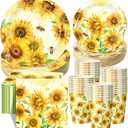 Pickmesh 250 Pcs Sunflower Party Supplies Decorations Serve 50 Sunflower Disposable Paper Plates Napkins and Cups Tableware Set for Floral Birthday Wedding Bridal Shower Baby Shower Tea Party Supplies