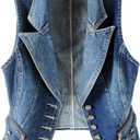 Women's Slim All-match Lapel Blue Denim Vest Jacket Vest (Blue, S) … (Blue, S)