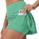 2 x Women's Tennis Skirts High Waisted Athletic Golf Skorts with Pockets Skirts for Women Casual Workout Built-in Shorts (Green, XL)