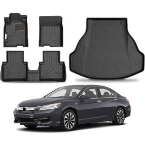 KUST Floor Mats Cargo Mat for Honda Accord Sedan 2013-2017, All Weather Floor Liners with Cargo Mat for Accord Accessories Rear Car Mats TPE Rubber Raised Edge