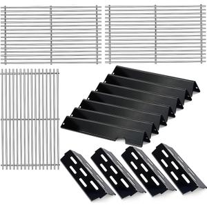 Grill Flavorizer Bars Heat Deflectors Replacement with Cooking Grates for Weber Genesis II E-410 E-415 E-435 LX E-440 Series, Replacement Parts for Weber 66089, 66097, 66041, 66033, 66796