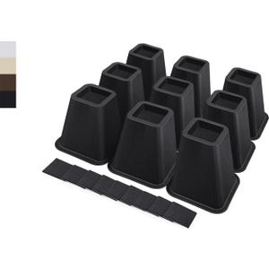 ANNKUT 6 Inch Heavy Duty Bed Risers, Furniture Risers for Desk, Chair, Table or Sofa, Couch Lift Risers, Supports up to 2200 lbs per Leg(9 Pack Black)