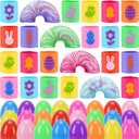 24 Pcs Easter Mini Coil Springs Toys Magic Spring Toys with 24 Pcs Plastic Easter Eggs for Kids Boys Girls Easter Basket Stuffers Easter Egg Hunt Party Favor Gifts