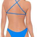 Sports Illustrated Womens Ruffle Cutout Bralette (Blue, M)