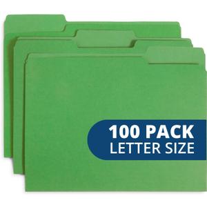 Blue Summit Supplies File Folder, 1/3 Cut Tab, Letter Size, Green, Great for Organizing and Easy File Storage, 100 Per Box
