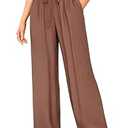 GUOLEZEEV Women Flowy Linen Pants Wide Leg Drawstring Loose Casual Pants Vacation Beach Trouser Brown, XL