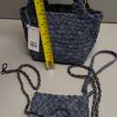 Woven Tote Bag for Women with Coin Purse, Foldable Chain Small Crossbody Handbags, Fashion Shoulder Bag, Hobo Satchel