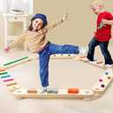 Wooden Balance Beam for Kids 3-5 Toddler Montessori Balance Beam Indoor Outdoor Kids Balance Stepping Stones Coordination and Stability Exercise