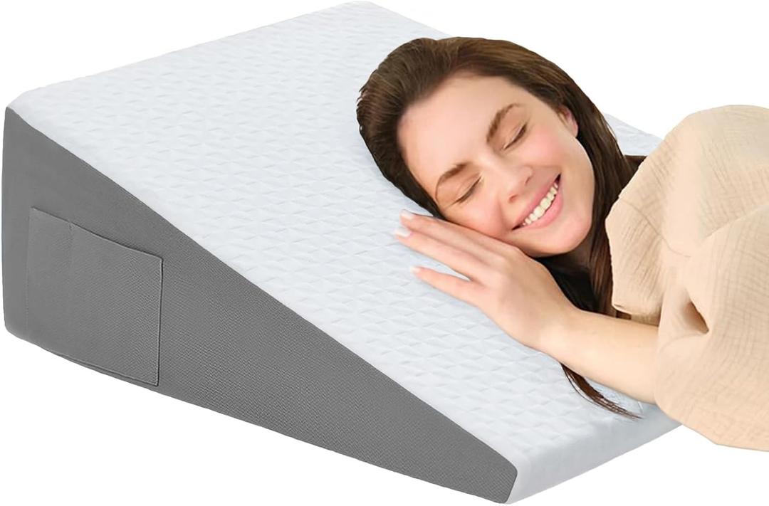 Wedge Pillow for Sleeping, 10" Bed Wedge After Surgery, Back Pain Relief, Memory Foam Pillow Triangle Incline Wedge for Back Support, Leg Elevation, Triangle Wedge 24 x 24 x 10 inch