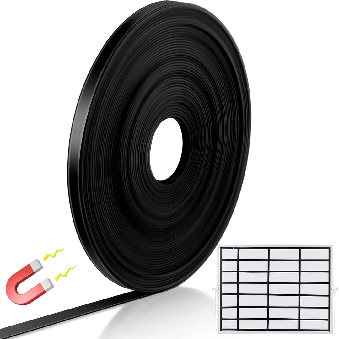 Tellegloww Black Magnetic Tape Roll Thin Strips, Magnetic Board Dividers Whiteboard Graphic Decorative Tape Marking Line for Classroom Office Art Accessories (1/2 Inch X 100 Feet)