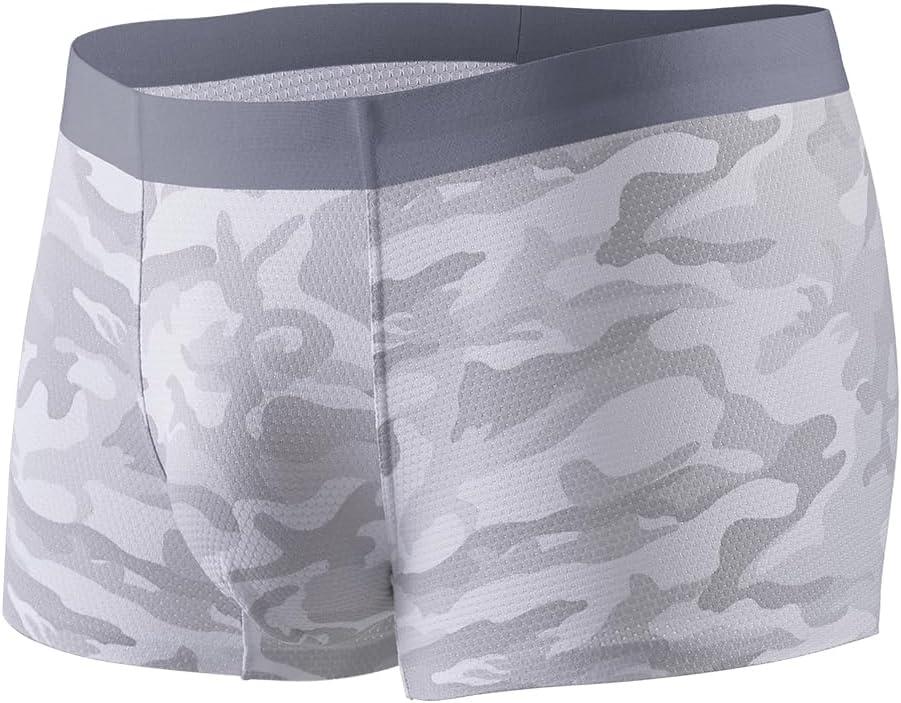 Arjen Kroos Men's Boxer Briefs - Silky Breathable Underwear for Men, Comfortable Tagless Cool Mens Trunks, White L (Gray, L)