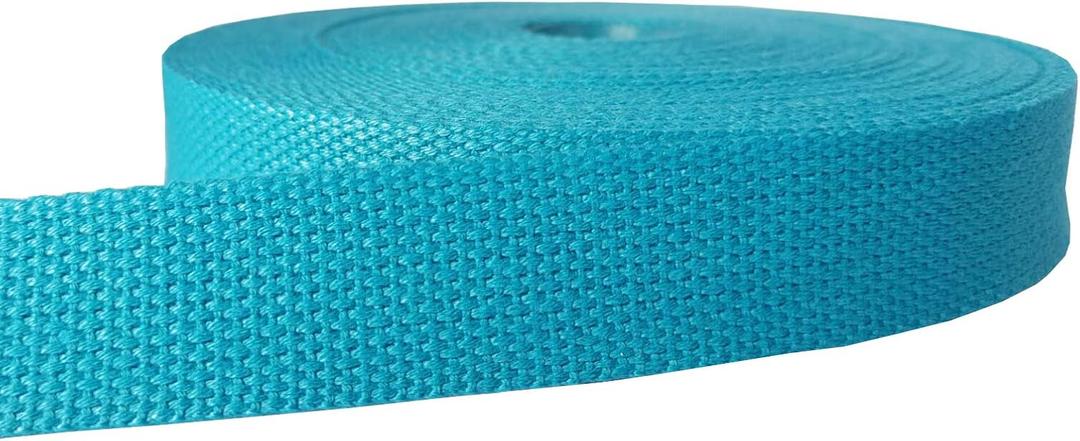 Cotton Webbing 3/4 Inch 1 Inch 1.5 Inch 6 Yards 14 Yards Mediumweight Polyester Cotton Webbing Strap for Cloth Tote Bags Leash Straps Crafts Outdoor Accessories (Lake Blue)