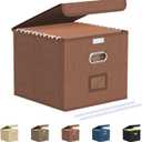 Oterri Collapsible File Organizer Box - Small Portable Filing Box for Office/Decor/Home - Reddish Brown (1 pack - without folders)