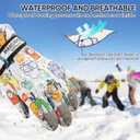 Kids Ski Snow Gloves Waterproof Winter Cold Weather Windproof Warm Snowboard Sport Mittens for Boys Girls (L(9-11T), Little monster)