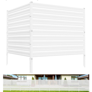 Metal Privacy Fence Panels for Outside, 42" H x 38" W (2 Panels) Air Conditioner Fences, Pool Equipment Enclosure Trash Can Fence, No Dig Privacy Screen Fencing for Outdoor, White
