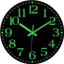 JoFomp Wooden Glow in The Dark Clock, 10 inch Silent Non-Ticking Battery Operated Clock, Energy-Absorbing Luminous Numerals and Hands, Lighted Wall Clock Decoration (Black, 10 INCH)