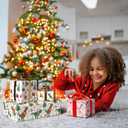 WAPLIGHAL Christmas Dinosaur Wrapping Paper - Colorful Dino Gift Wrap with Santa Hats, Holly, and Snowflakes on a White Background - 28 x 40 Inches - Perfect for Kids, Adults, and Holiday Fun