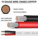 10 Gauge Marine Wire 10 AWG Duplex Marine Grade Wire,100ft Tinned Copper Heavy Duty Sheathed Electrical Cable for Boat/Automotive/RV/Camper/Trailer