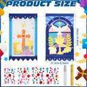 HunnmingRe 4 Set First Communion Banner Kits 9 x 14 Inch First Holy Communion Felt Banner Kits DIY Arts and Crafts Kit for Christian Church Holy Ceremony Baptism Party Decoration