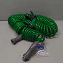 3/8" Lightweight Coil Garden Hose 50 FT, EVA Flexible Curly Water Pipes with 6-Pattern Spray Nozzle for Boat, Greenhouse, Yard, Patio, Green (50FT)