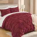 Andency Burgundy Comforter Set King(104x90Inch), 3 Pieces(1 Pinch Pleat Comforter and 2 Pillowcases) All-Season Pintuck Comforter Set, Soft Lightweight Polyester Bedding Comforter Set