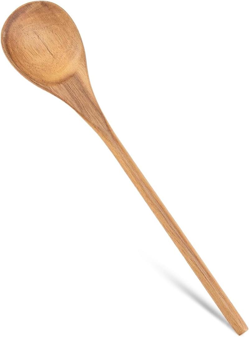 Wooden Spoons for Cooking, MZROO Wooden Spoon 12.5 Inch Long Handle Wooden Cooking Spoon Mixing spoons Tasting Spoons for Nonstick Cookware