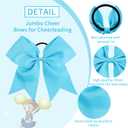 16PCS 8" Large Cheer Hair Bows Ponytail Holder Elastic Band Handmade for Cheerleading Teen Girls College Sports (Sky Blue, 1 Count (Pack of 16))
