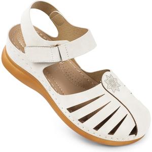 SHIBEVER Women Comfortable Flat Sandals: Dressy Summer Sandal - Closed Toe Fisherman Sandals (5, 99 White)