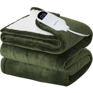 Bedsure Electric Blanket Full Size - Soft Flannel Heated Blanket Full, Fast Heating with 6 Time Settings (Up to 10H) & 6 Heat Settings, Warm Gift for Grandma (72x84 inches, Olive Green)