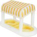 Giant Floating Yellow Cabana Stripe Drink Station, Removable Fabric Shade with Fringe, Perfect for Parties, Table-Top Decorations and in-Pool Refreshments., Large
