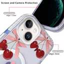 Bow Cherry for iPhone 13 Case, MagSafe Compatible,Matte Soft Slim Shockproof Cover,Anti-Fingerprint,Anti-Yellowing,Anti-Scratch Back,Magnetic Phone Case for Women,Girl,Cute,Girly,Clear