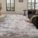 Area Rugs 5x7 Black/Gray Washable Rug for Living Room, Dining Room, Bedroom, Large Carpets, Non Slip & Non-Shedding Low Pile Vintage Print Rug for Home Office Decor